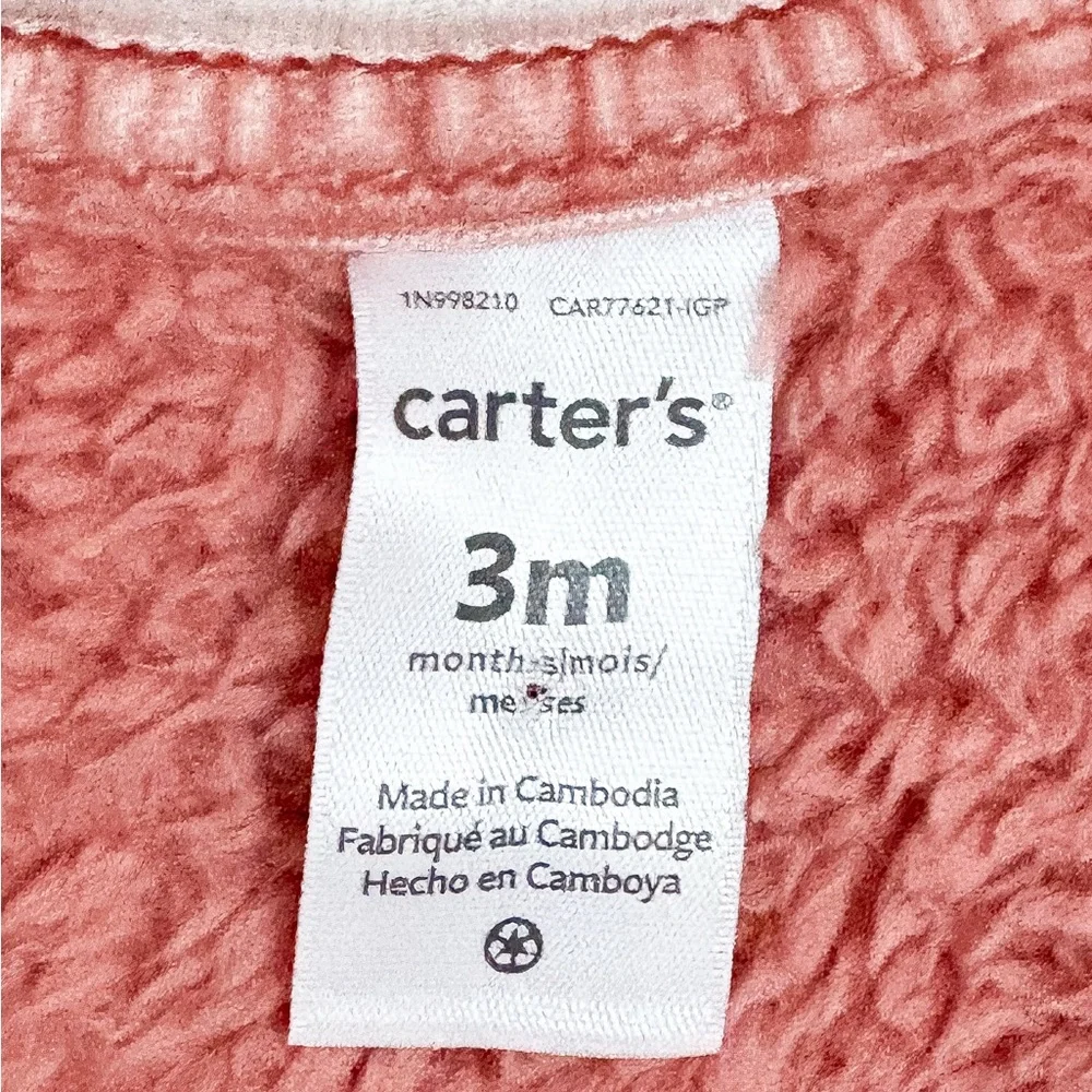 Carter's Pink‎ Fleece Hoodie Size 3 Months EUC